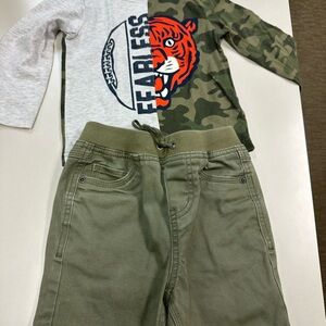 Hanna Andersson Pants w/ Garanimals Fearless Tiger Camp Shirt